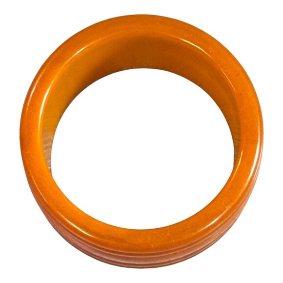 Vintage Orange subtle white swirls-Catalin Bakelite Napkin Holder Ribbed Bands - Picture 4 of 6